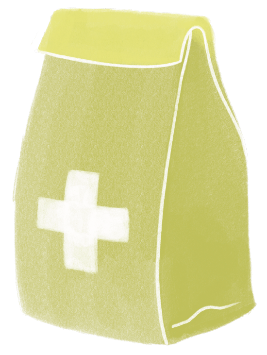 Illustration of a medical prescription bag containing medicine